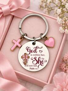 Christian Religious Baptism Gifts For Girls Women Confirmation First Communion Gifts For Daughter Teen Girls Cross Bible Verse Catholic Keychain - Multicolor - View 5