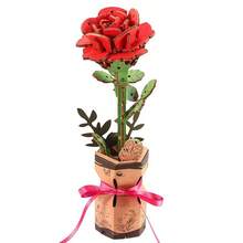 DIY Wooden Rose 3D Puzzle Model, Handmade Floral Craft Kit, Decorative Rose Ornament, Creative Handmade Home Decor Gift - Multicolor - View 8