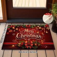 1pc Kitchen Mat, Soft Faux Cashmere Material Floor Mat, Christmas Pattern, Kitchen Anti-Slip Floor Mat, Bathroom Absorbent Floor Mat, Entryway Door Mat, Bedroom Door Mat, Suitable For Multiple Scenes Anti-Slip Floor Mat, Room Decor, Holiday Gift - Multicolor - View 12