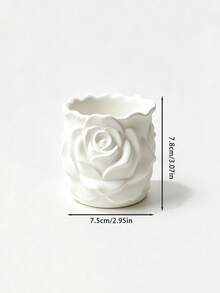 3D Printed 3D Rose Relief Pen Holder, Full Circle Surrounded By Plump Rose Flower Design, Matte Texture, Large Capacity Storage For Various Pens, Minimalist Elegant Decoration For Office Desk - Multicolor - View 10