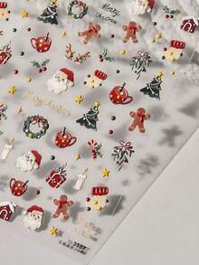 1 Retro Self-Adhesive Gilded Christmas Nail Art Luxury Sticker, Cute Korean Gentle Girl Christmas Nail Charm Sticker, Nail Art Decoration Sticker - Multicolor - View 6