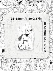 50Pcs Black Sketch Funny Animal Sticker Pack, Hand‑Drawn Line‑Doodle Whimsical Moody Grumpy Cat Owl Panda Waterproof Vinyl Decals For Laptop Water Bottle Journal Scrapbook DIY Decor - Multicolor - View 5