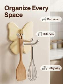 6Pcs Butterfly Wall Hooks, No Drill Self Adhesive Hooks, Decorative Heavy Duty Sticky Hanging Hooks For Bathroom Door Closet Home Organizer, Invisible Waterproof Wall Mount Hanging Holder Random Colors 2/4/6PCS - View 8