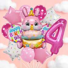 Pink Rabbit Balloon Set, Includes Rabbit Foil Balloon, Rose Red Number Foil Balloon, Star Foil Balloon And Printed Latex Balloon, Suitable As A Surprise Gift For Son Or Daughter, Also Suitable For Rabbit Theme Birthday Party Decoration - View 19