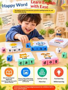 Fun English Word Battle Board Game! Quickly Rotate Letters On Picture Cards, Spell Words With Building Blocks, And Use The Buzzer To Add Competitive Fun. Exquisite Iron Box For Easy Storage And Portability. Helps Children Recognize English Letters And Practice Word Spelling, Suitable For Multi-Player Family Battle, A Great Early Education Intellectual Toy Gift. - Multicolor - View 10