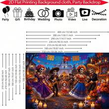 1pc 2D Flat Mexican Day Of The Dead Marigold Background Cloth, Polyester Material, Marigold And Skeleton Dance Design, Suitable For Day Of The Dead Memorial Party, Mexican Theme Event, Halloween Decoration And Party Setup - A - View 7