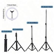 10-Inch Selfie Ring Light Includes A 43-Inch Retractable Tripod Suitable For Video Recording And Live Streaming, And Is Compatible With Smartphones, Cameras, And Webcams. Two Phone Clips | 3 Light Color Modes - Black - View 2