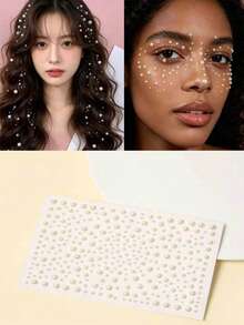 1/5pcs Assorted Size White Pearl Stickers With Self-Adhesive Back, DIY Decoration Stickers For Phone Case, Headband, Face Eye Makeup, Rhinestone Decals For Scrapbook, Photo Card, Packaging And Hair Accessories - Pearl Sticker - View 9