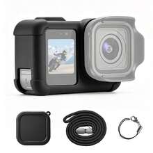 بطانية حماية سيليكون للجسم ل- MISSION 1 / 1 PRO PULUZ مع بطانية للعدسة وحزام (أسود) - مشاهدة 10