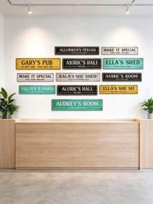 1/3pcs Custom Text Metal Wall Sign, Personalized Rustic Aluminum Plaque, Custom Name Lettering Wall Decor, Farmhouse Home Decor, Entryway Porch Kitchen Bedroom Decoration, Housewarming Gift - Multicolor - View 5
