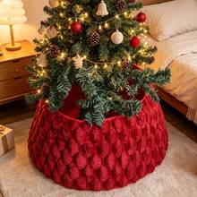 1pc Christmas Tree Collar Plush Christmas Tree Skirt, Suitable For Artificial Christmas Tree, Farmhouse Country Style Tree Ring Tree Skirt, Christmas Home Decor - Christmas Tree Skirt - View 5