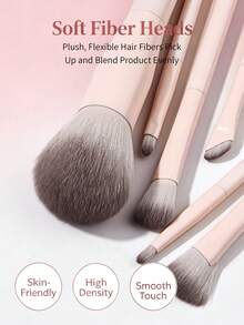 16pcs Makeup Brush Set, Super Soft Nylon Bristles Face & Eye Makeup Brushes, Suitable For Foundation, Blush, Concealer, Eyeshadow, Portable Complete Edition - Pink - View 7