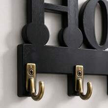 Giá treo chìa khóa gắn tường bằng gỗ bán chạy nhất, giá treo chìa khóa chữ "Home" thời trang màu đen, kệ lưu trữ gắn tường, giá tổ chức chìa khóa nghệ thuật, móc trang trí lối vào - Móc treo chìa khóa nhà chữ đen - Xem 4