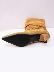 Yellow Wool Cashmere Solid Color Fashion 2026 Kitten Heel High Heel Comfortable Wedge Ankle Boots For Outdoor Winter - Yellow - View 2