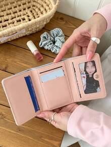 Children's 3-Fold Card Holder, Cute Puppy Embroidery Polka Dot 3-Fold Wallet, With Multiple Card Slots And Photo Window, Suitable For Storing Cash, Cards And Coins, Essential Accessory Halloween Special Offer (2pcs/Pack) - Multicolor - View 3