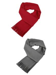 1pc/2pcs/3pcs Women's Autumn/Winter Solid Color Faux Cashmere Long Tassel Scarf, Soft Skin-Friendly Thickened Warm Oversized Shawl, Multi-Color Options, Outdoor Windproof Cold-Resistant Versatile Coat Neck Warmer - Multicolor - View 6