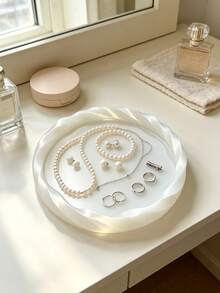 Creative 3D Printed Wave Round Jewelry Tray, Twisted Edge 3D Design, Multi-Functional Storage For Jewelry, Watches And Small Accessories, Minimalist Elegant, Suitable For Vanity, Bedroom Desk Art Decor - Multicolor - View 12