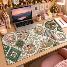1pc Vintage Framed Floral Cat Desk Mat, Multi-Purpose Makeup Nail Art Table Pad, Large Non Slip Desktop Protector S/M/L/XL - View 7