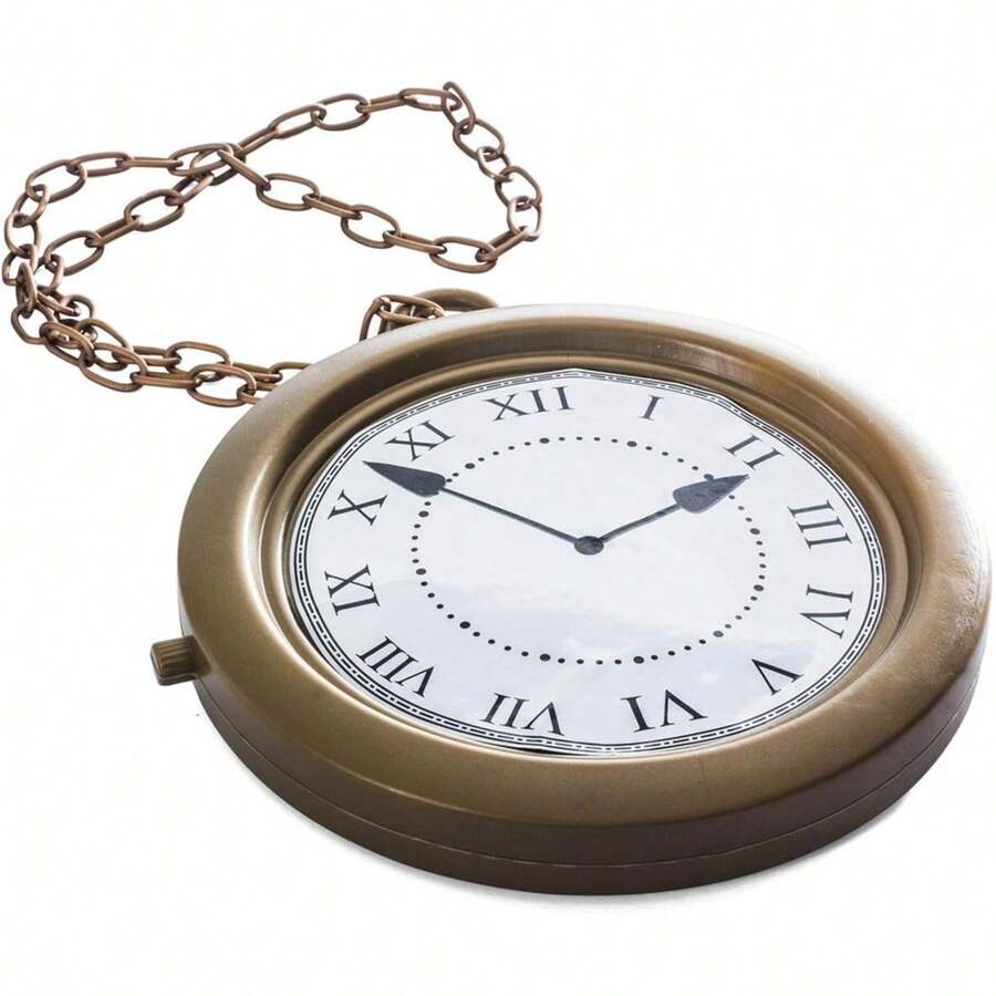 Halloween White Rabbit Costume Accessories 1pc Clock Necklace Hip Hop Rapper Style Clock Necklace For Party Costume Props - Gold Pocket Watch - View 1