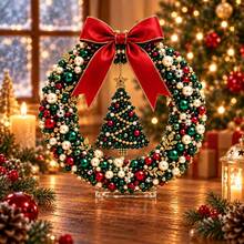 DIY Christmas Pearl Wreath Kit, Beaded Holiday Door Decor Handmade Set, Creative Christmas Craft Hobby Gift, Suitable For Making Wreaths, Holiday Door Decor Display And Seasonal Holiday Crafting - Multiple Styles - View 2