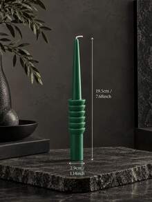 1pc Dark Green Long Taper Candle, Spiral Wave Artistic Design, Multiple Designs Available, Suitable For Christmas Home Decor, Holidays, Autumn Home Decoration, Wedding Decor, Candlelight Dinner, Party, Living Room Tabletop Display And Holiday Gifts - Multiple Styles - View 12