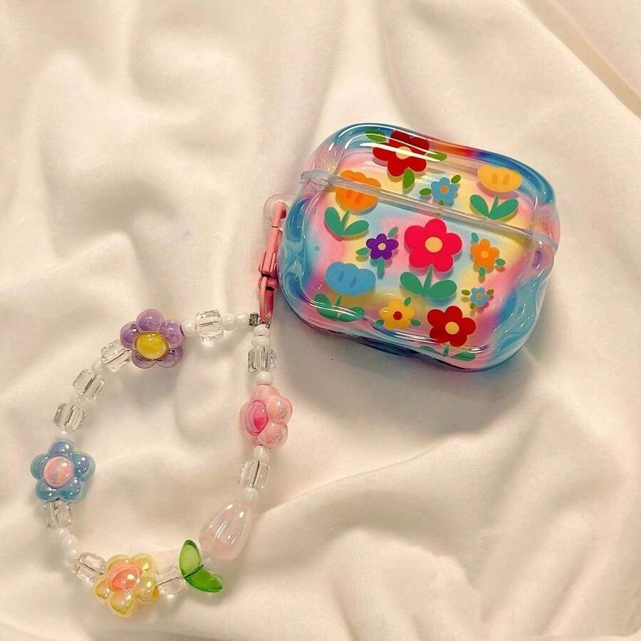 Creative Painted Flower Bluetooth Earphone Protective Case Compatible With Airpods 1/2/3/4/New 5th Gen Pro 1/2/3/4 All Models With Pendant - Multicolor - View 1