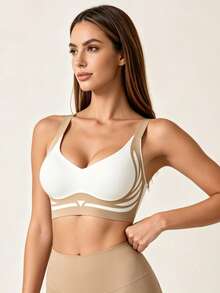 Lilivine 2pcs/Set Women's Seamless Wireless Push-Up Bra: Large Bust Friendly, Minimizer, Back-Button, Anti-Sagging Comfy Fit. - Multicolor - View 5