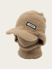 1pc Letter Knit Warm Hat For Men, Autumn/Winter Face Mask Scarf Integrated Baseball Cap, Outdoor Skiing Neck Gaiter All-In-One Hat, Suitable For Outdoor Use - Multi-color - View 5