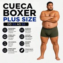 Kit com 4 Cuecas Boxer Plus Size Microfibra Masculino Extra Grande Adulto - Multicolorido - Visão 3
