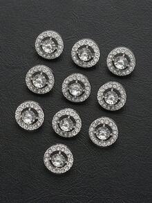 10 Buah Kancing Logam Mewah Berongga dengan Hiasan Berlian Imitasi 10/13mm, Kancing Bulat Berlian Imitasi Dua Warna Emas & Perak untuk Mantel, Blazer, dan Jaket Wanita, Kancing Dekoratif Pengganti - Beraneka warna - View 12