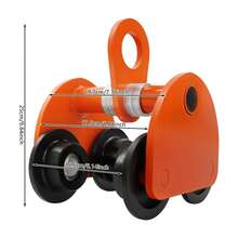 2Ton Manual Hoist Beam Trolley, Iron Spray Molding Hand-Pushed Trolley With Smooth Rolling Wheels For Warehouse Factory Lifting - Orange-2T - View 4