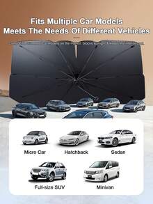 Car Windshield Sun Shade Umbrella, Foldable Front Window Sunshade, Multi-Layer Heat Insulation UV Block Car Sun Visor, Protect Car Interior From Sun Damage, Fits Sedan SUV Truck With Storage Bag - A - View 4