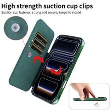 1pc Flip Full Coverage Phone Case Compatible With Apple 17 Pro Max, A56 Magnetic Transparent Protective Cover With Card Slot, Anti-Drop Leather Shell - Green - View 4