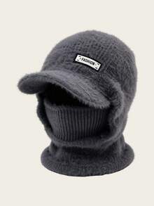 1pc Letter Knit Warm Hat For Men, Autumn/Winter Face Mask Scarf Integrated Baseball Cap, Outdoor Skiing Neck Gaiter All-In-One Hat, Suitable For Outdoor Use - Multi-color - View 9