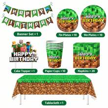 Official Licensed Cartoon Minecraft Theme Party Tableware Set, Decoration Set, Newborn Party Birthday Party, Photography Studio Decoration Props, Halloween Tableware, Christmas Tableware, New Year Tableware, Holiday Tableware, Disposable Tableware - View 9