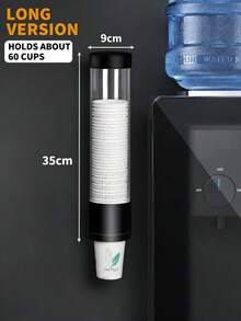 1-Pack Disposable Cup Holder Automatic Cup Dispenser, No-Punch, Wall-Mounted, Desktop, Dustproof Paper Cup Holder, Water Dispenser, Household Water Dispenser, Large-Capacity Dustproof Water Cup Storage Side Shelf - A - View 8