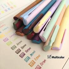 6pcs Morandi Color Retractable Gel Pens Set, Student Note-Taking And Highlighting Gel Pens, Retractable Quick-Dry, 0.5mm Tip, Multiple Color Ink, Smooth Writing, School And Office Supplies, Learning Supplies, Classroom Rewards - Multicolor - View 7