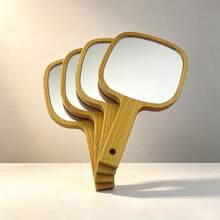 1pc Elegant Portable Bamboo Handheld Mirror, Pocket Mirror, 2 Sizes Available, Handheld Style, No Battery Required, Smooth Glass Mirror Surface, Suitable For On-The-Go Makeup And Decoration, Portable Mirror - Multicolor - View 3
