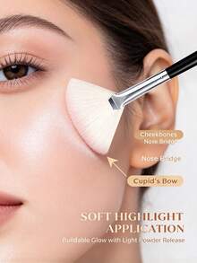 3pcs Makeup Brush Set Fan-Shaped Highlighter Brush, Blade Eyeliner Brush, Ultra-Thin Eyebrow Brush, Professional Eye Makeup Tools - Black - View 6