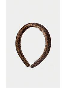 Noxbound 1pc 38cm/14.96in Leopard Print Velvet Headband, Soft Sponge Padded, Fashionable & Versatile - Multicolor - View 2