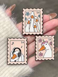 QIHOO 1pc Cute Duck Enamel Brooch Set, Cartoon Goose Lapel Pin, Funny Animal Brooch For Backpack, Clothing, Jewelry Decoration Gift - Multicolor - View 1