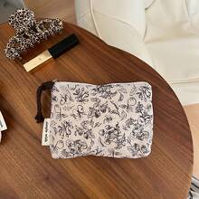 Vintage Ditsy Floral Storage Bag, Earphone Lipstick Key Coin Cosmetic Organizer Pouch, Polka Dot Clutch - Multicolor - View 15