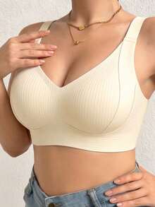 Plus Size Wireless Full Coverage Comfortable Seamless Bra - White - View 3