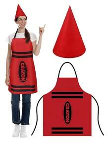 2pcs Adult Colorful Crayon Costume Set: Apron & Cone Hat - Creative Colorful Dress Up For Christmas Parties, Cosplay, Teacher Dress Up & Group Themes - Durable Fabric, Adjustable Size, Fun Party Costume Gift For Men, Women And Friends - Multicolor - View 13