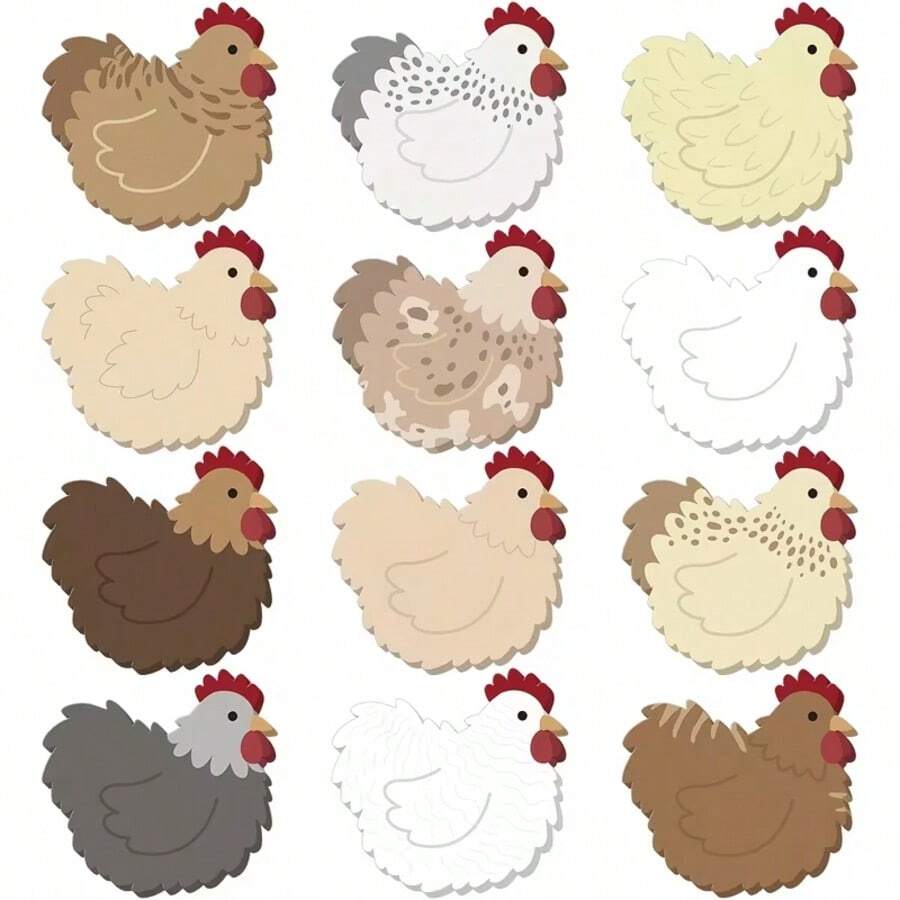 4/8/12pcs Bulk Chicken Sticky Notes, Cute Chicken-Shaped Self-Adhesive ...