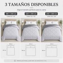 Edredón Reversible de Dos Caras, Colcha Acolchada Suave para Cama, Diseño Liso y Versátil, Ropa de Cama para Dormitorio, 180x240/220x240/240x260 cm - GRIS CLARO-OS - Ver 5