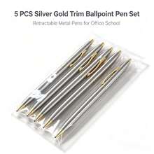Black Silver Gold Trim Ballpoint Pen Set - Sets - View 8