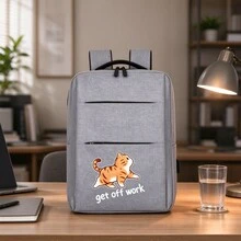 Business Backpack With Off-Duty Cat Print, Suitable For Boys And Girls, Campus, Short Trips, Daily Commute And Work, All-Season Large Capacity Compartment For Laptop And Various Study Supplies - Backpack - View 11