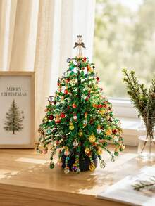 1 Set DIY Beaded Christmas Tree Kit, Handmade Bead Craft Ornament Set With Colorful Beads, Hanging Charms, Topper And Base For Tabletop Holiday Display, Winter Home Decor, Christmas Party Decoration, Xmas DIY Crafts, Creative Handmade Gift - Regular Model - View 8