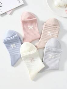 4 Pasang Kaos Kaki Wanita Motif Pita Manis Lucu Warna Polos Panjang Setengah Betis/Panjang/Pendek/Pergelangan Kaki, Kaos Kaki Putih, Kaos Kaki Minimalis, Kaos Kaki Pelajar, Kaos Kaki Kasual Nyaman Kreatif Serbaguna untuk Sehari-hari, Warna Acak, Cocok untuk Kehidupan Sehari-hari, Semua Musim Semi Musim Panas Musim Gugur Musim Dingin - MultiWarna - View 7